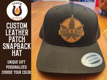 Wake and Bake Marijuana Leather Patch Trucker Hats - Classic Colors